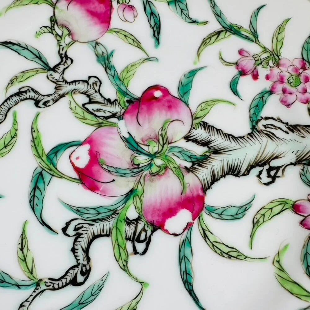2   FAMILLE ROSE 'PEACH' DISH Japanese Porcelain decorated in Hong Kong